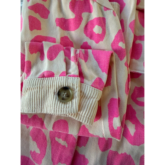 Easel Cotton Oversized Leopard Print Shacket Blush Pink Size S - Picture 3 of 5
